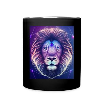 Polygone géométrique Lion Abstrait Mystique - Mug uni - noir - Devant