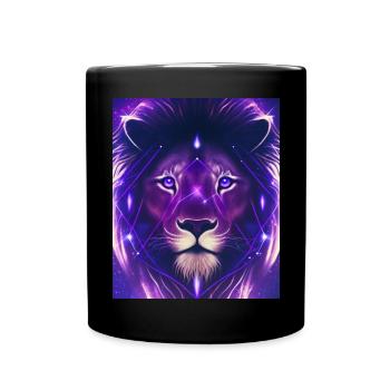 Polygone géométrique Lion Abstrait Mystique - Mug uni - noir - Devant