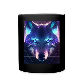 Polygone de loup géométrique abstrait mystique - Mug uni - noir - Devant