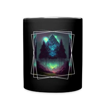 Nature géométrique Trance Polygone Abstrait Mystique - Mug uni - noir - Devant
