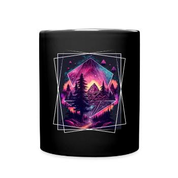 Nature géométrique Trance Polygone Abstrait Mystique - Mug uni - noir - Devant