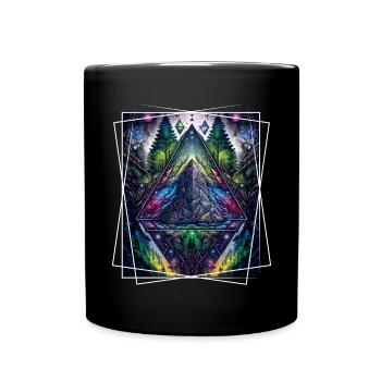 Nature géométrique Trance Polygone Abstrait Mystique - Mug uni - noir - Devant