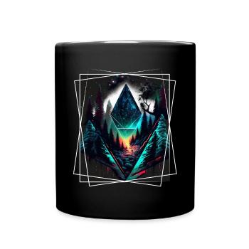 Nature géométrique Trance Polygone Abstrait Mystique - Mug uni - noir - Devant