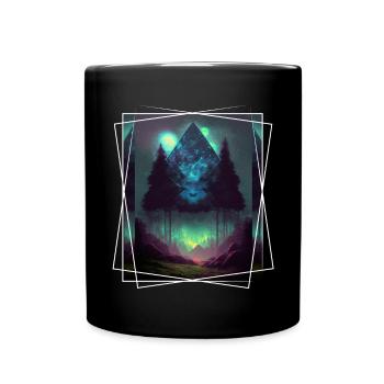 Nature géométrique Trance Polygone Abstrait Mystique - Mug uni - noir - Devant