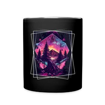 Nature géométrique Trance Polygone Abstrait Mystique - Mug uni - noir - Devant