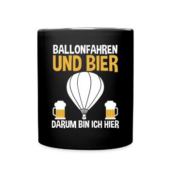 Ballonfahren Bier Luftfahrt Ballonfahrer Heißluftb - Tasse einfarbig - Schwarz - Vorne