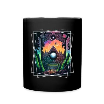 Nature géométrique Trance Polygone Abstrait Mystique - Mug uni - noir - Devant