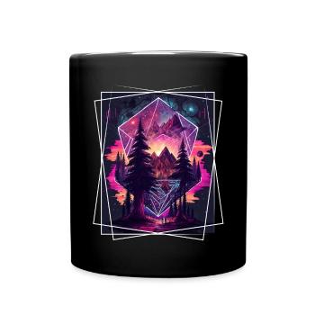 Nature géométrique Trance Polygone Abstrait Mystique - Mug uni - noir - Devant
