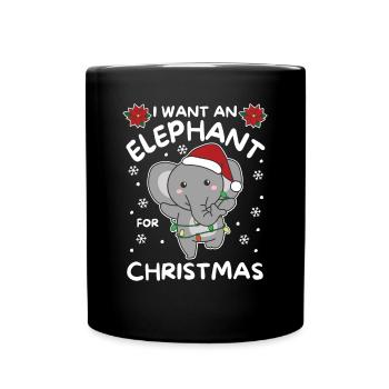 Je veux un éléphant pour Noël éléphants mignons - Mug uni - noir - Devant