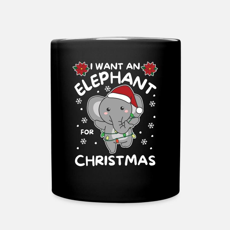 Ich will ein Elefant zu Weihnachten süße Elefanten - Tasse einfarbig - Schwarz