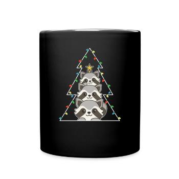Raccoon Christmas Tree Christmas Raccoons - Full Colour Mug - black - Front