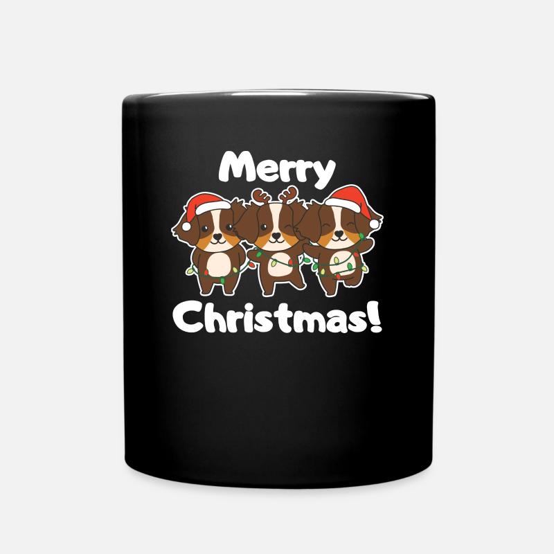 Australian Shepherd Merry Weihnachten süße Hunde - Tasse einfarbig - Schwarz