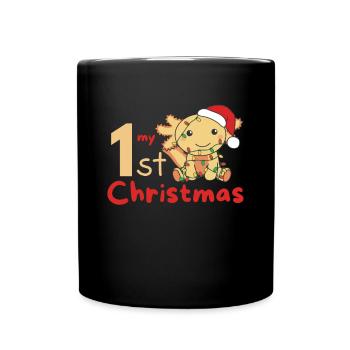 Axolotl Weihnachten Axolotls my 1st Christmas - Tasse einfarbig - Schwarz - Vorne