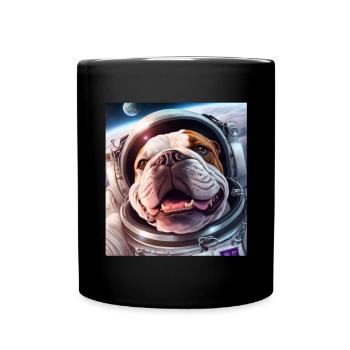 bouledogue, astronaute, chien, espace extra-atmosphérique - Mug uni - noir - Devant