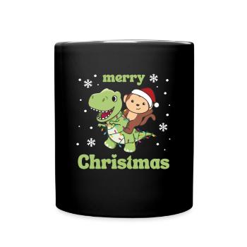 Monkey Trex Christmas Snow Winter Animals - Full Colour Mug - black - Front