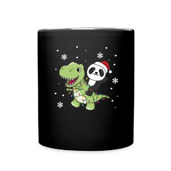 Panda Trex Christmas Snow Winter Animals - Full Colour Mug - black - Front