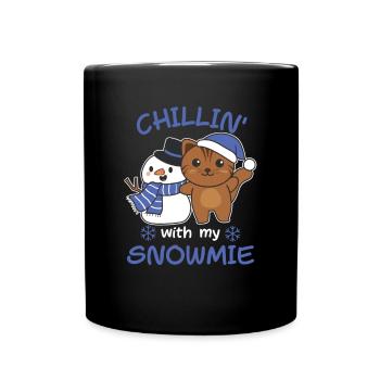 Chat Chillin avec mon schneemann snowmie - Mug uni - noir - Devant