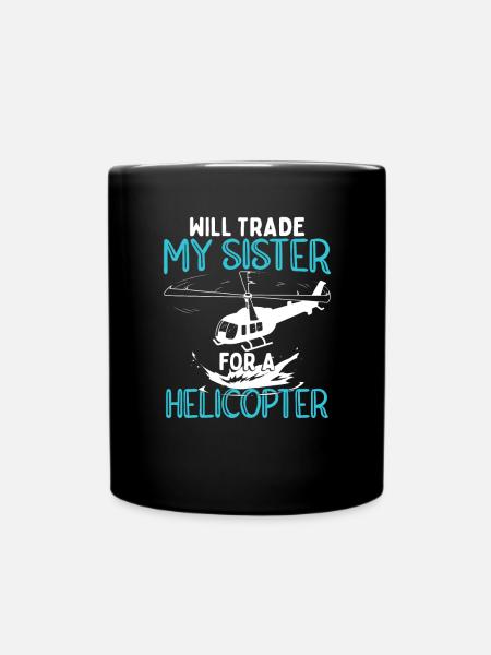 Funny Kids Helicopter - Full Colour Mug - black