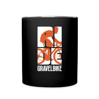 Ride Gravelbike - Radsport mit Fahrrad am Schotter - Tasse einfarbig - Schwarz - Vorne