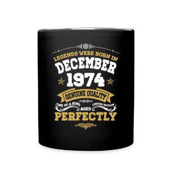 Millésime Vieilli parfaitement Décembre 1974 - Mug uni - noir - Devant