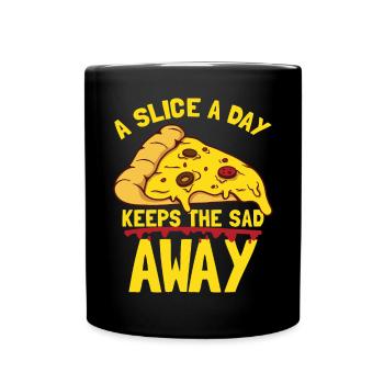 Lustiges Pizza-Zitat - Tasse einfarbig - Schwarz - Vorne