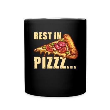Pizza | Fast-Food-| Italienisches Essen - Tasse einfarbig - Schwarz - Vorne