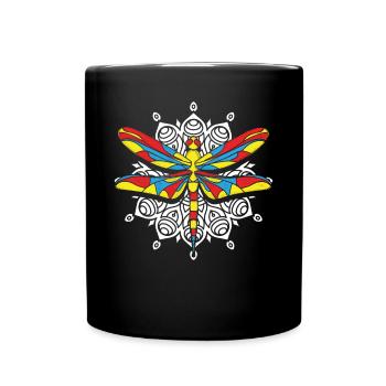 Libelle Libelle Libellen Mandala - Tasse einfarbig - Schwarz - Vorne