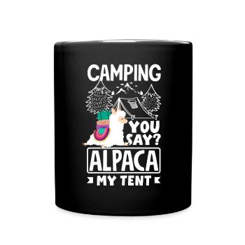 Alpagas Mammifères LLamas Camping Alpaga Ma tente - Mug uni - noir - Devant