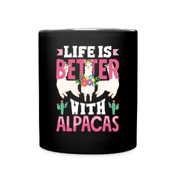 Alpagas Mammifères LLamas La vie des alpagas est meilleure avec - Mug uni - noir - Devant