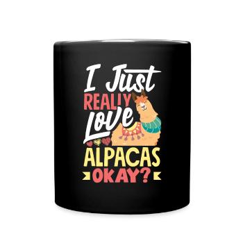 Alpagas mammifères LLamas Alpaga que j’adore vraiment - Mug uni - noir - Devant