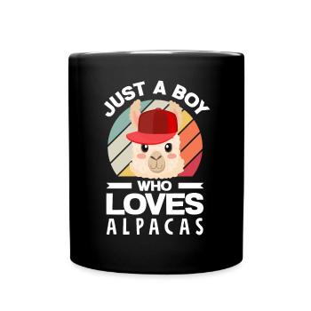 Alpagas Mammifères LLamas Alpaga Juste un garçon qui - Mug uni - noir - Devant