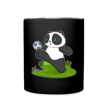 Panda Fußballspieler Fußball - Tasse einfarbig - Schwarz - Vorne