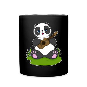 Panda Musiker Gitarre Musik - Tasse einfarbig - Schwarz - Vorne