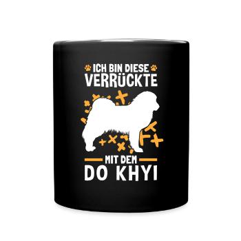 Die Verrückte mit dem Do Khyi Tibetdogge - Tasse einfarbig - Schwarz - Vorne