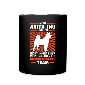 Mein Akita Inu und Ich sind unschlagbar - Tasse einfarbig - Schwarz - Vorne