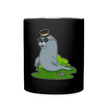 Seal Gentleman Top Hat - Full Colour Mug - black - Front