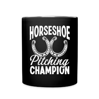 Horseshoe Pitching Game Pitching Champion Tosser - Full Colour Mug - black - Front