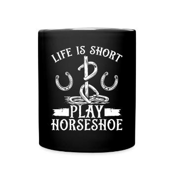 Horseshoe Pitching Game Life is short Tosser - Full Colour Mug - black - Front