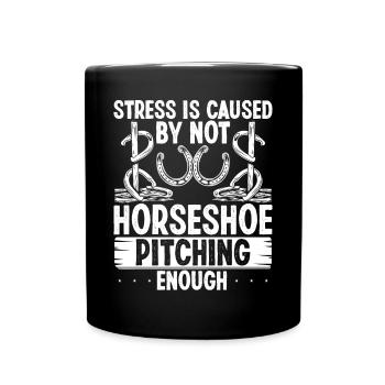 Horseshoe Pitching Game Stress is caused by Tosser - Full Colour Mug - black - Front