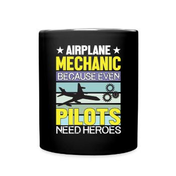 Flugzeugpilot Des Flugzeugmechanikers - Tasse einfarbig - Schwarz - Vorne