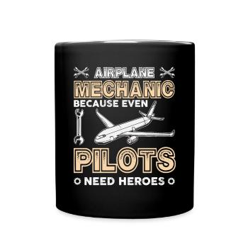 Flugzeugpilot Des Flugzeugmechanikers - Tasse einfarbig - Schwarz - Vorne