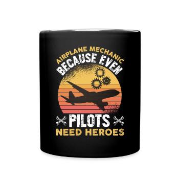 Flugzeugpilot Des Flugzeugmechanikers - Tasse einfarbig - Schwarz - Vorne