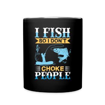 Je pêche, donc je n’étouffe pas les gens qui - Mug uni - noir - Devant