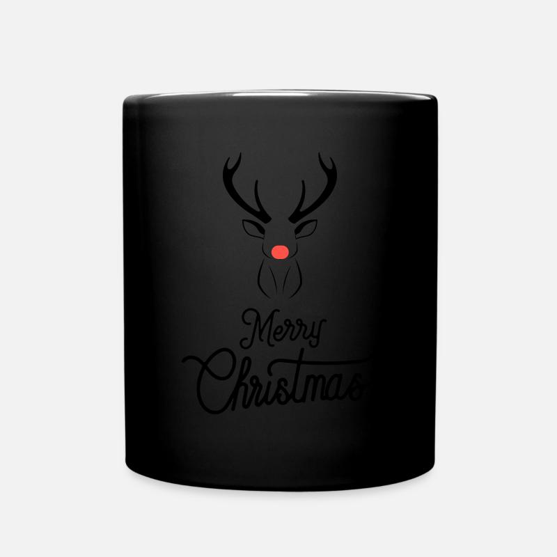 Renne de Noël au nez rouge - Mug uni - noir