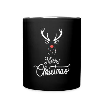 Christmas reindeer with red nose - Full Colour Mug - black - Front