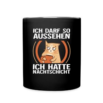 Nachtschicht, Schichtdienst, Nachtdienst, Funshirt - Tasse einfarbig - Schwarz - Vorne