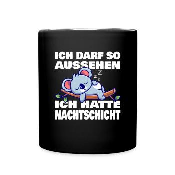 Nachtschicht, Schichtdienst, Nachtdienst, Funshirt - Tasse einfarbig - Schwarz - Vorne