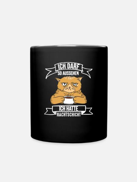 Nachtschicht, Schichtdienst, Nachtdienst, Funshirt - Tasse einfarbig - Schwarz