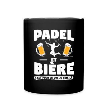 Padel Et Bière C'est Pour Ça Que Je Suis Là - Mug uni - noir - Devant