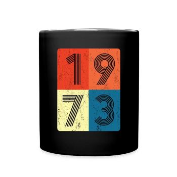 50th birthday born 1973 Retro Style Collage - Full Colour Mug - black - Front